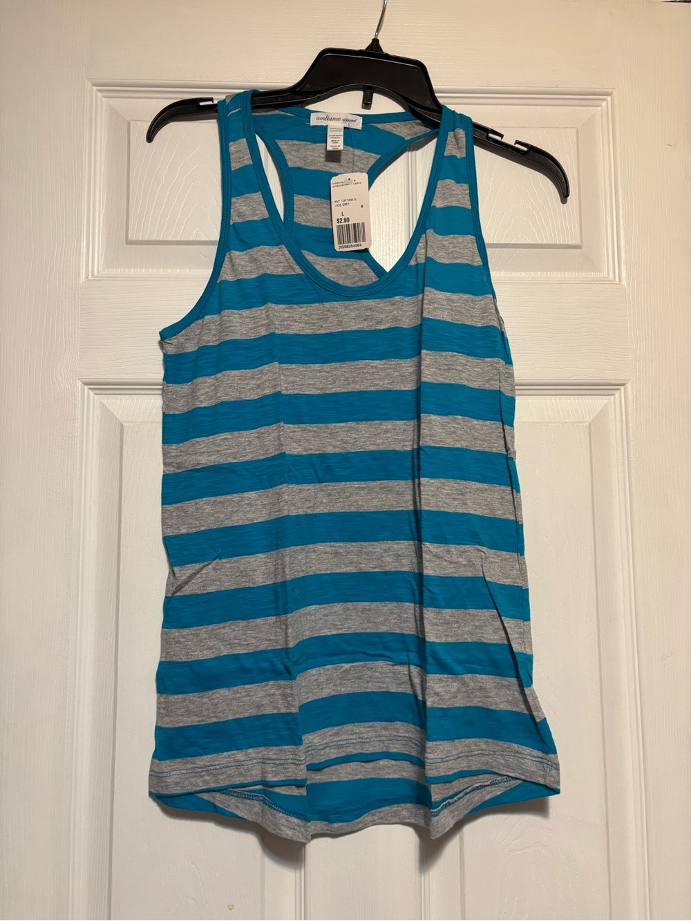 Ambiance Blue & Gray Striped Racerback Tank